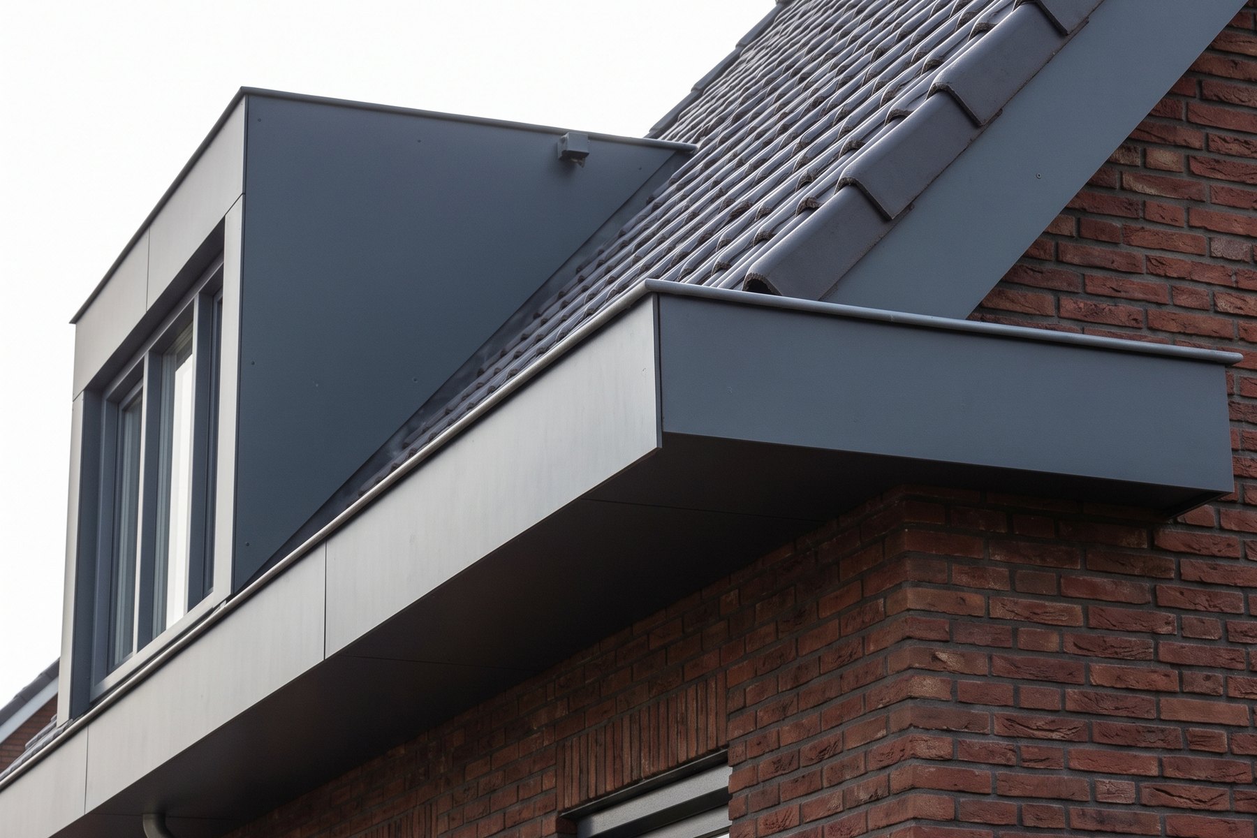 Boeiboord bekleed met donkergrijze panelen